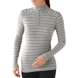 Smartwool Merino Wool 250 Long Sleeve 1/4 Zip Base layer Gray Striped Size Large